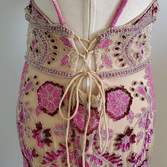 Jovani nude/pink Embellished Gown with Slit Size 14 runs small never worn NWOT - Picture 8 of 13